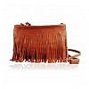 Brown PU sling bag with tassels