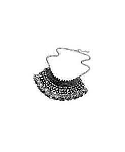 Boho silver coin necklace