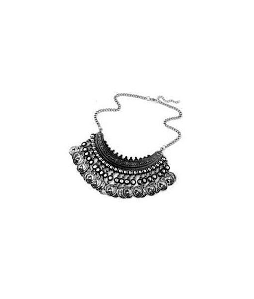 Boho silver coin necklace