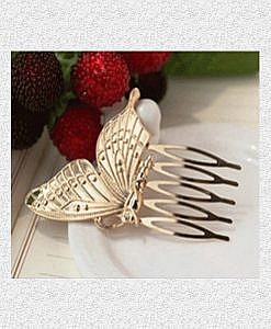 Golden butterfly hair comb hair clip