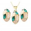 Opal horse eye green pendant earrings set