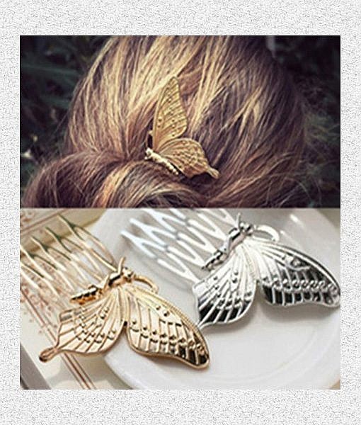 Golden butterfly hair comb hair clip - Image 2