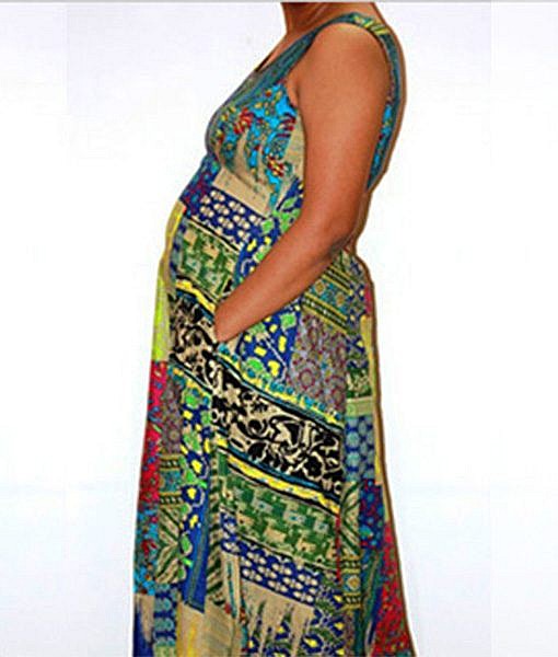 Blue cotton multi-colour frock dress - Image 2