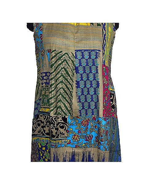 Blue cotton multicolour maternity short dress - Image 2