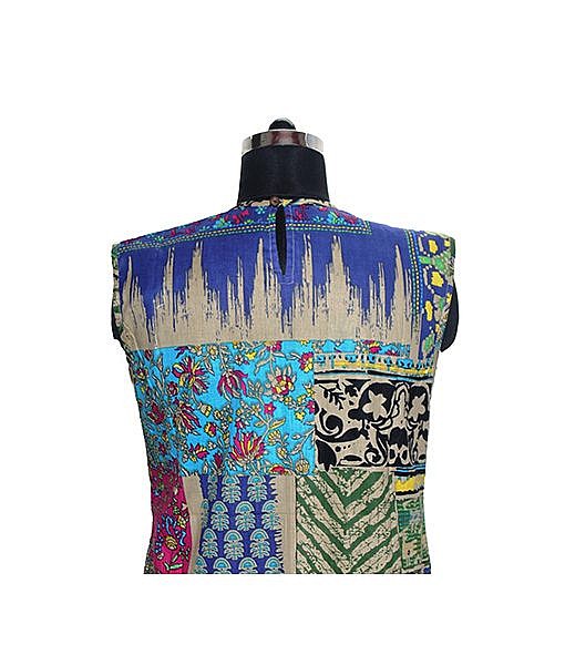 Blue cotton multicolour maternity short dress - Image 5