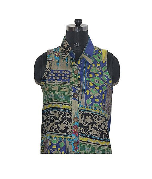 Blue cotton multicolour button down maxi dress - Image 2