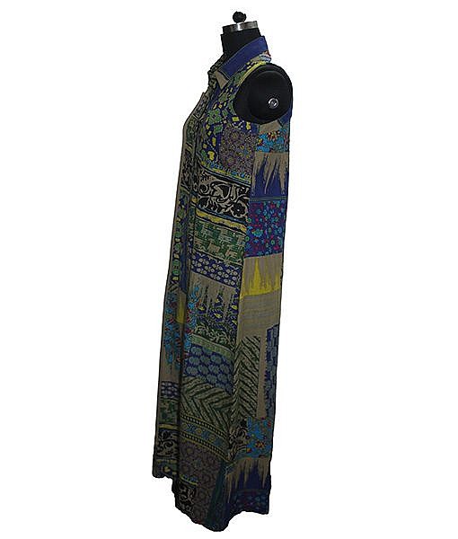 Blue cotton multicolour button down maxi dress - Image 4
