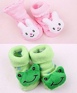 Rabbit and frog face baby booties combo