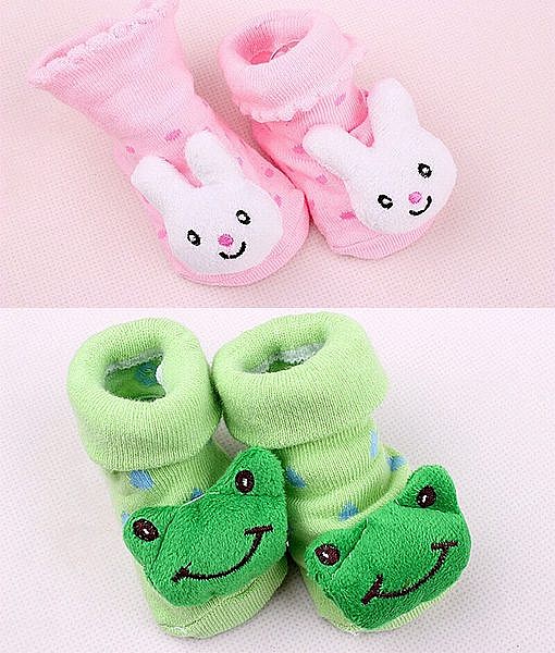 Rabbit and frog face baby booties combo