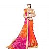 pink and orange bandhej saree