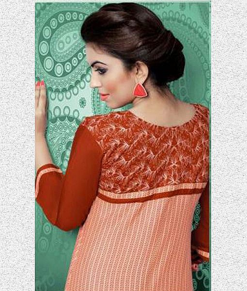 Rust orange straight rayon kurta with embroidery - Image 2