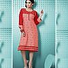Red rayon straight kurta with embroidery
