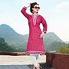 Pink fine cotton kurta with embroidery