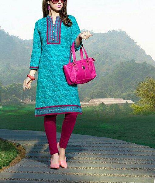 Blue fine cotton kurta with embroidery