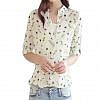 White parrot print button down shirt