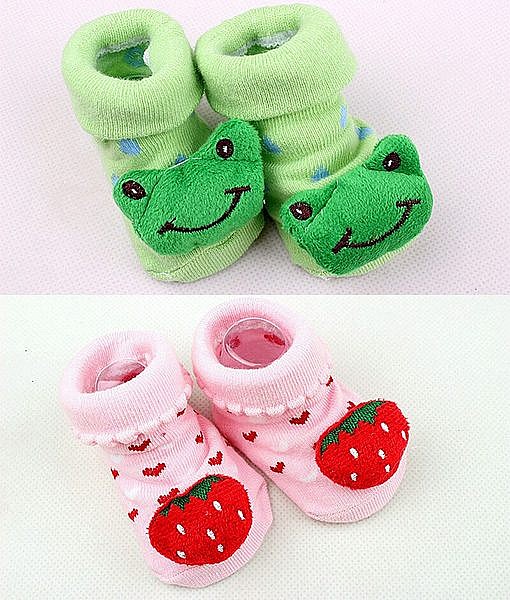 Strawberry and frog face baby booties combo