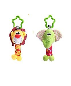 Good quality hanging rattle toy lion and elephant combo.