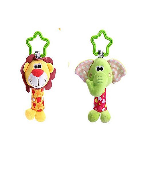 Good quality hanging rattle toy lion and elephant combo.