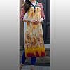 Yellow multicolour straight cotton kurta