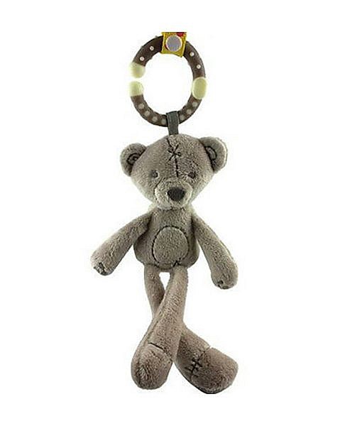 Grey Teddy hanging rattle newborn baby toy