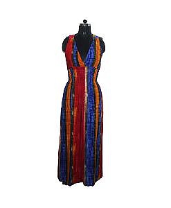 Red rayon multicolour maternity post maternity nursing maxi dress