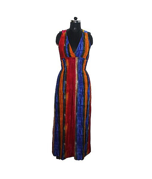 Red rayon multicolour maternity post maternity nursing maxi dress