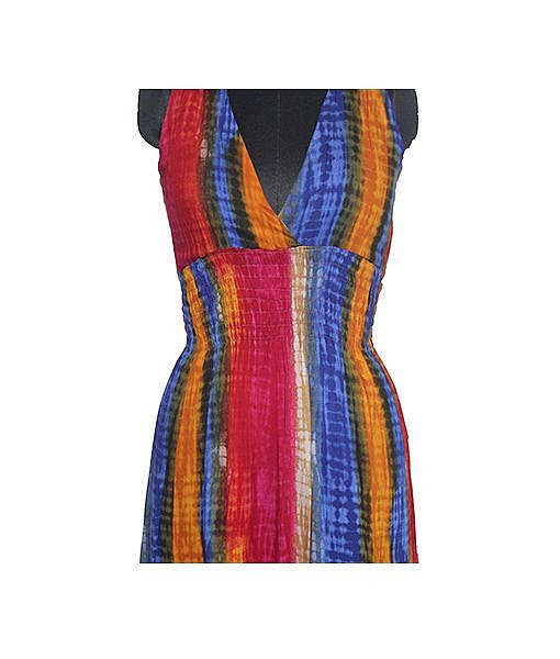 Red rayon multicolour maternity post maternity nursing maxi dress - Image 2