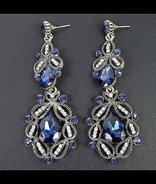 Long royal blue long earrings