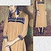 Brown designer kurti with blue embroidery