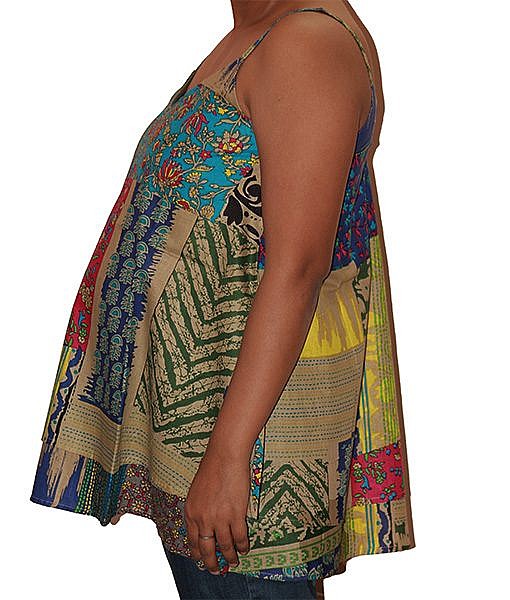 Blue cotton maternity multi-colour layered cotton top - Image 2