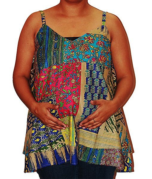 Blue cotton maternity multi-colour layered cotton top 