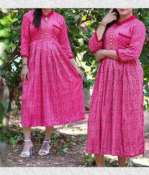 Rayon printed frock dress