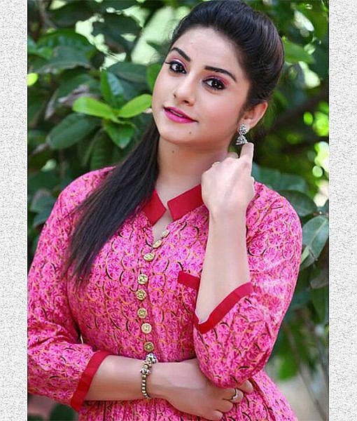 Pink rayon printed frock dress - Image 2