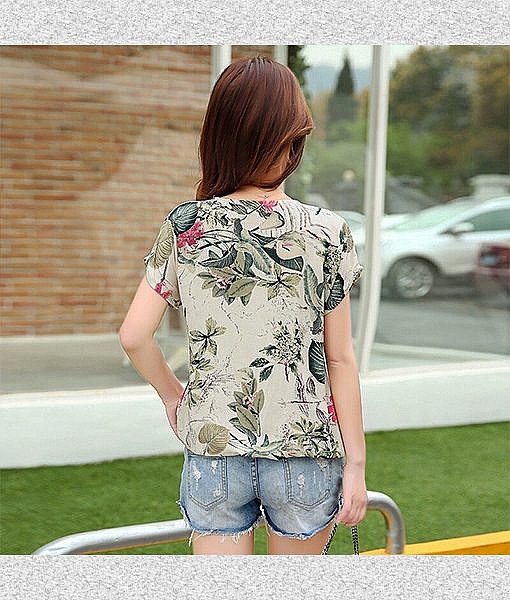 Leaf print soft short sleeve top - Image 2
