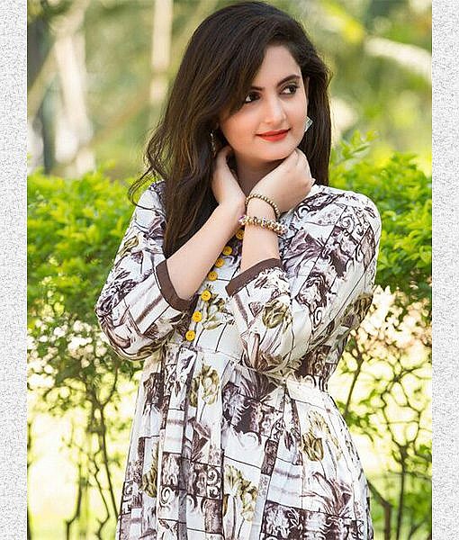 White rayon printed frock dress - Image 2