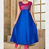 Pink and blue rayon women kurta with embroidery