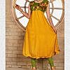 Green and yellow rayon kurta with embroidery