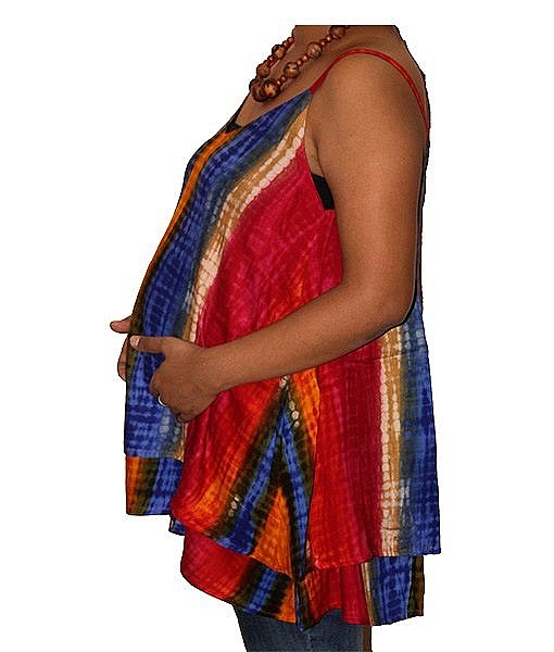 Red rayon multicolour maternity layered top - Image 2