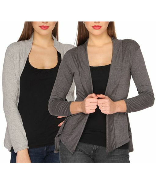 Grey cotton shrug for women 