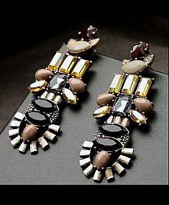 Boho brown and black long earrings