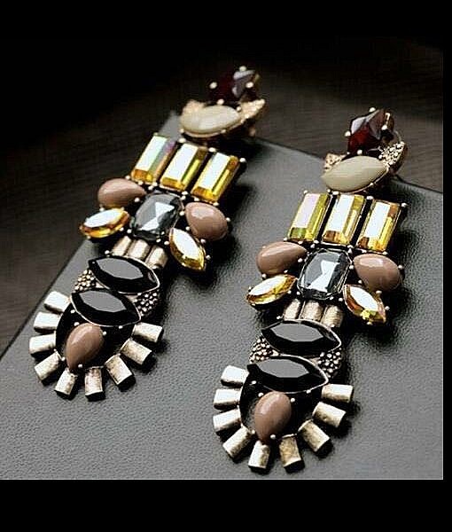 Boho brown and black long earrings