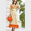 Orange cotton dhabu print long dress with tassels
