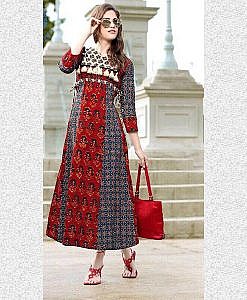 Cotton dhabu print long dress with tassels