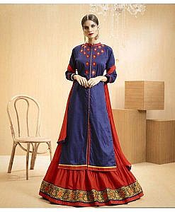 Blue long kurta with skirt