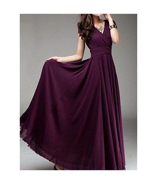 Designer purple colour floor length photo shoot dress - Momiffy.com