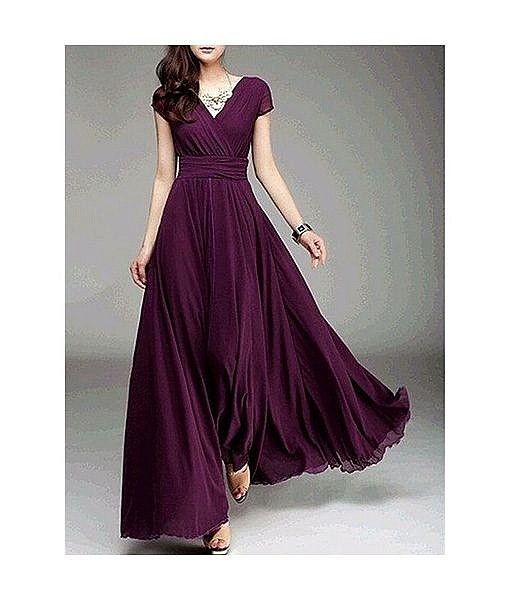 Designer purple colour floor length photo shoot dress - Image 2