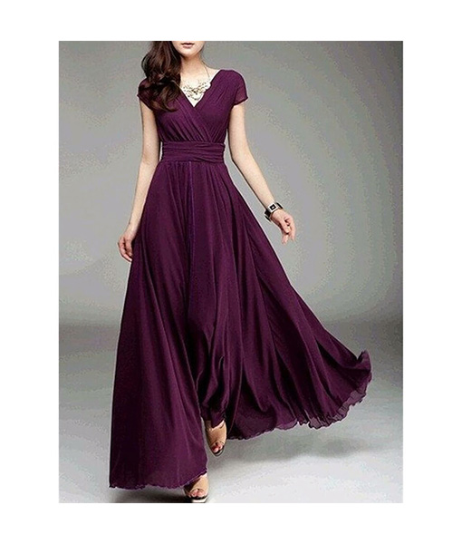 Designer purple colour floor length photo shoot dress