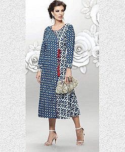 Blue White dhabu print cotton kurta