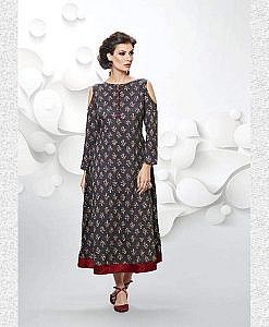 Designer dhabu print cold shoulder cotton kurta