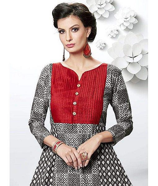 Designer grey dhabu print cotton kurta - Image 2